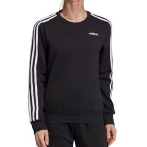 Adidas Black Womens Essentials 3 Stripe Fleece Sweatshirt Sz .S
